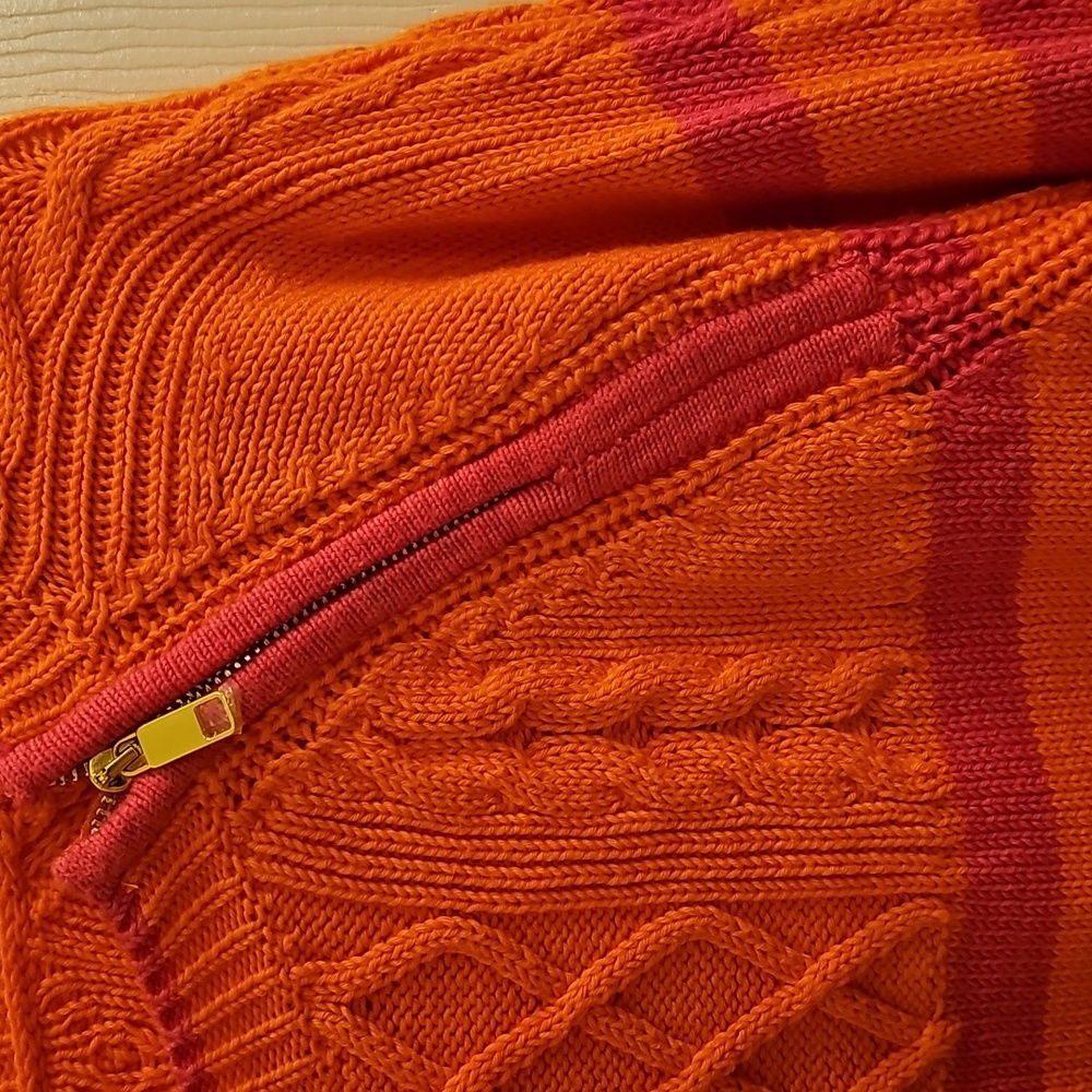 Talbots Women's Orange Striped Sweater - Picture 6 of 8